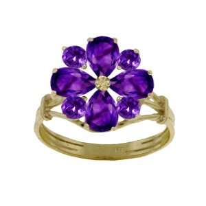  Genuine Amethyst 14k Gold Flower Promise Ring Jewelry