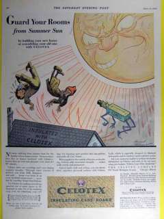 1930 CELOTEX CANE BOARD AD HERBERT JOHNSON CARTOON  