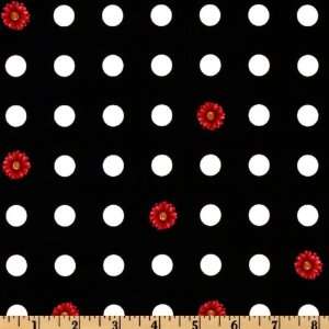  44 Wide Flower Shop Dots Black/White Fabric By The Yard 