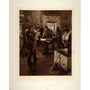  1893 Photogravure Blacksmith Shop Anvil Forge Anchor 