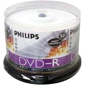  Philips Dvd r 16x White Inkjet Hub Printable Blank Dvdr Media 