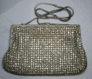 Vntg ROSENFELD Prong Set Rhinestone Clutch Handbag Evening Bag~Made in 