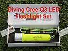 CREE Q3 LED Diving Flashlight Waterproof Torch 180lm Lumen Green + 4x 