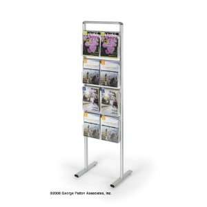 69 inch tall Aluminum Literature Stand with 4 Adjustable Clear Acrylic 