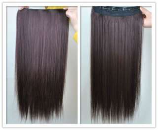2012 NEW Women Long Straight Onepiece Clip in Hair Extensions 