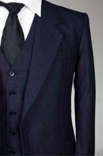   All Wool Black Chalk Stripe 3 Piece Suit 40 S BESPOKE Taylors  