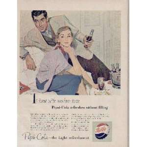   Pepsi Cola refreshes without filling.  1953 PEPSI COLA AD, A4634A