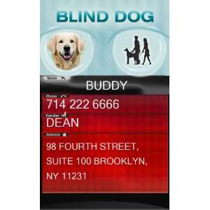  BLIND Dog ID Badge   1 Dogs Custom ID Badge   Design#2 