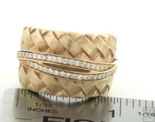   14K GOLD .45CT DIAMOND WOVEN CROSSOVER COCKTAIL RING SIZE 9  