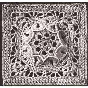  Vintage Crochet PATTERN to make   MOTIF MEDALLION BLOCK 