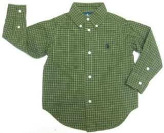   Button down Dress Shirt in Olive Green; Navy Blue Pony Clothing