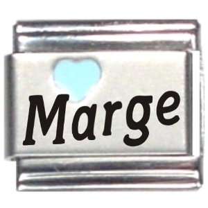  Marge Light Blue Heart Laser Name Italian Charm Link 