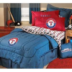  Texas Rangers Blue Denim Queen Size Comforter and Sheet 