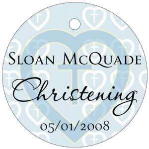 Wedding Favors Blue Heart Cross Theme Circle Shaped Personalized Thank 