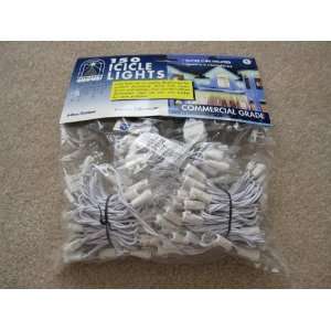  Strand of 150 Icicle Lights with Gutter Clips   Clear 