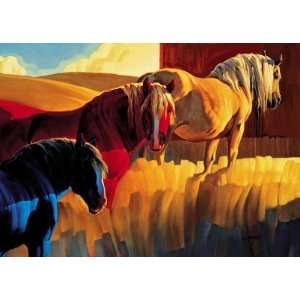    Nancy Glazier PRIMARY COLORS Horses Art CANVAS 