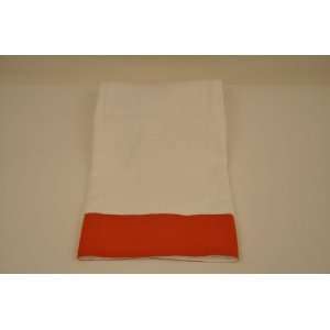  Terrycloth Kithen Towel, White with Burnt Orange Trim 