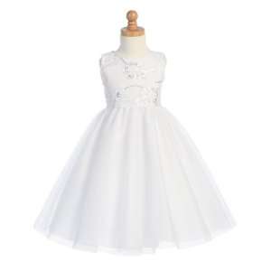  White Embroidered Tulle Bodice with Tulle Skirt Size 12 18 