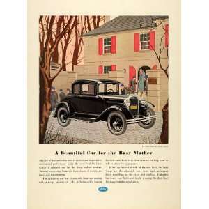  1931 Ad Antique Black Ford De Luxe Coupe Automobile School 