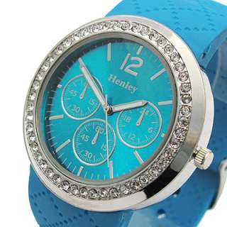 Henley Ladies Big Watch Diamante Choice of 5 colours  