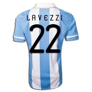 Argentina #22 Ezequiel Lavezzi Home Jersey Sky Blue 2011 Soccer 