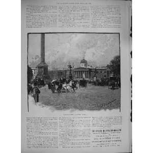  1894 VIEW LONDON TRAFALGAR SQUARE TRANSPORT COACHES