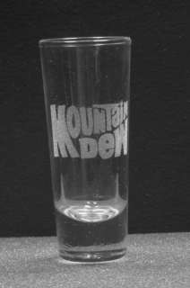 ETCHED TALL SHOT GLASS, MOUNTAIN DEW LOGO, VERY NICE   