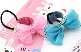 Japan Korean Style Cute Dot Pink Blue Ribbon Bow Hair  