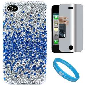  Silver with Blue Rhinestone Design Protective Two Piece 
