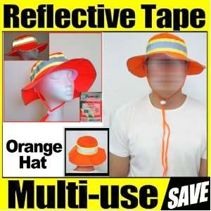 Booney Hat Orange Silver Reflective Tape Gear Safety Construction Sun 