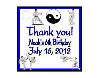 Karate Martial Arts Birthday Favors Gift Tags Square Personalized 
