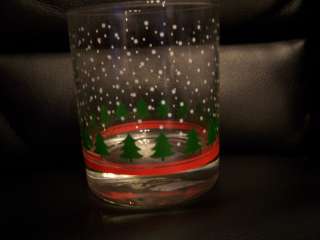 LIBBEY/ROCK SHARPE ~ Christmas Trees with Snow ~ Double Old Fashioned 