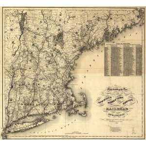  1867 Railroad map New Haven, Middletown, & Boston