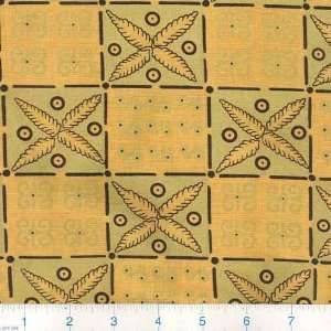  58 Wide African Print Fabric Metallic Blocks Yellow By 