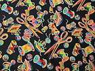 Yard Black With Sewing Equipment Pop Art Cotton Fabric