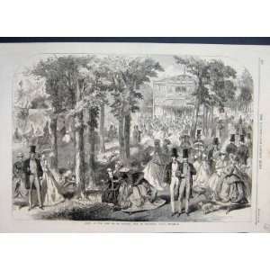   1866 Cafã? Cascade Bois De Boulogne Paris Old Print