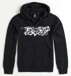 Fox Racing Blackened Black Fleece Zip Hoodie Sweatshirt Jacket New NWT 