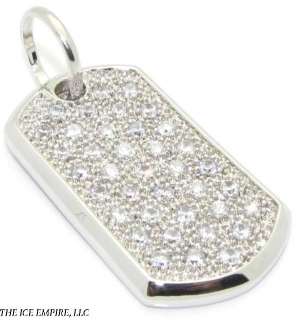 SIMULATED DIAMOND ICY BLING LOADED DOG TAG PENDANT P201  