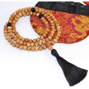  8mm Sandalwood Mala Prayer Beads (Made in the US, Free Bag 