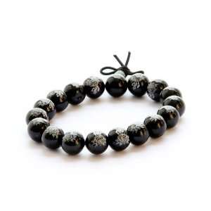   Black Agate Beads Tibetan Buddhist Prayer Mala Wrist Bracelet Jewelry