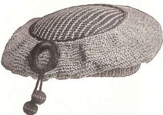 Vintage Antique Tam Beret Hat Knit Knitting Pattern  