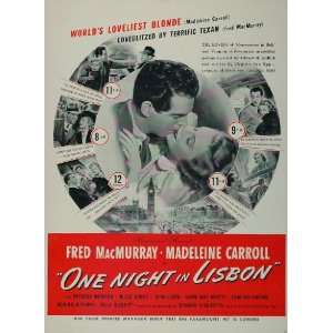   One Night in Lisbon Fred MacMurray   Original Print Ad