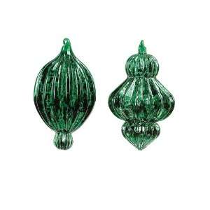  Pack of 12 Victorian Inspirations Green Crackled Glass 