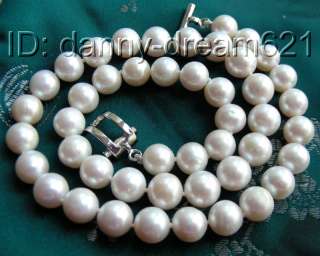 CLASSIC 10mm white round freshwater cultured pearls necklace  