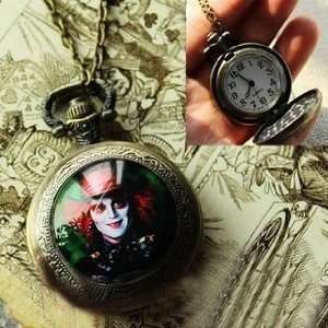   time Jewel Pocket Watch Alice in Wonderland Necklace 