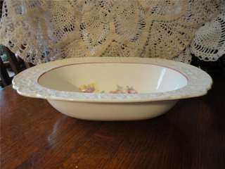 ANTIQUE AG C. CO. OLD HOLLAND WARE FLOWERED OVAL BOWL  