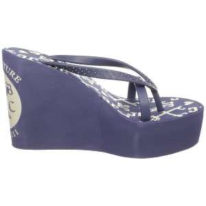   Couture GRENADA Thong Wedge Heels Flip Flop Sandals BLUE 8 & 9  