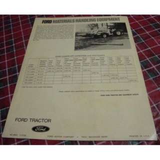 1972 FORD Materials Handling Equipment Tractor Brochure  