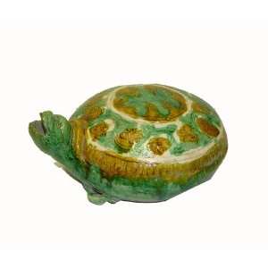Chinese Tri Glaze Clay Pottery Turtle 