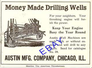 1908 AUSTIN WELL DRILLING MACHINE AD DRILLER CHICAGO IL  